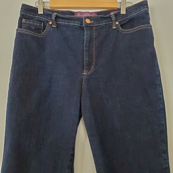 GLORIA VANDERBILT Sz 14 AMANDA Dk Wash Blue Jeans 5 Pocket Straight Leg Stretch - Picture 4 of 10